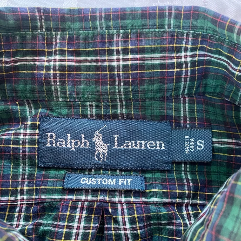 Polo Ralph Lauren Custom Fit Men's Green Plaid Button-Down Size Small Shirt - Picture 2 of 5